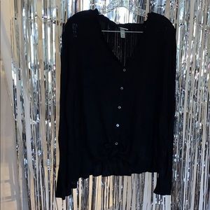 Tie Front Long Sleeve Top